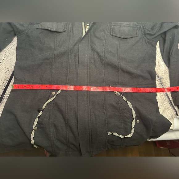 CABI Style 209 Weekend Utility Jacket Charcoal Gray drawstrings zipper Cotton L - Picture 14 of 16